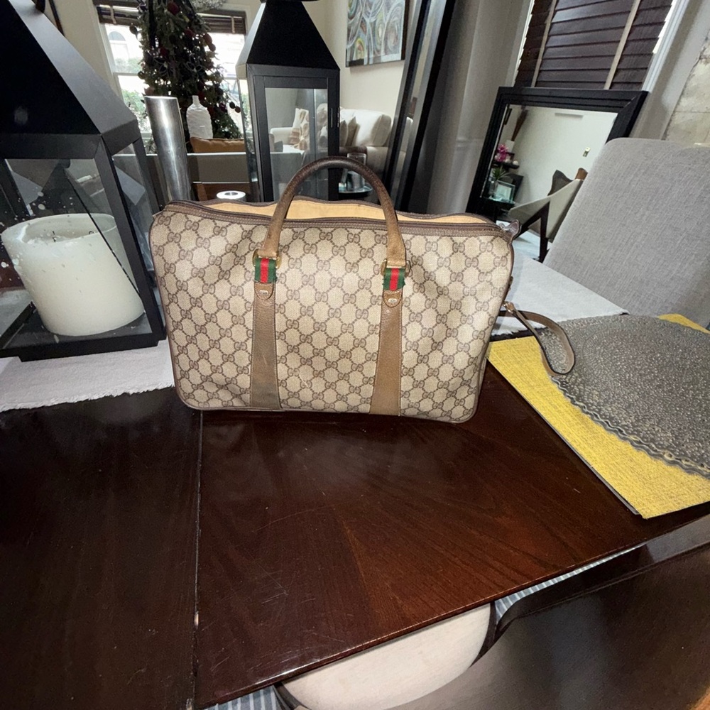 Vintage Gucci Beige and Brown Tote Bag